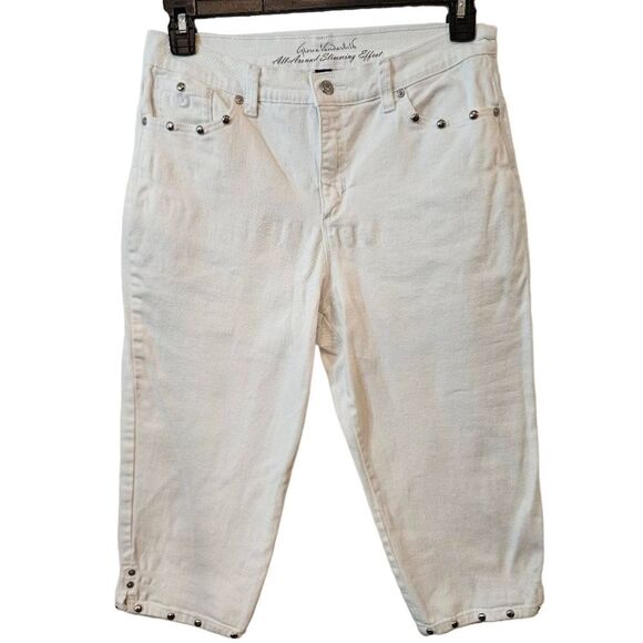Silver Stud Embellished White Capris Gloria Vanderbilt sz12P - Picture 1 of 8